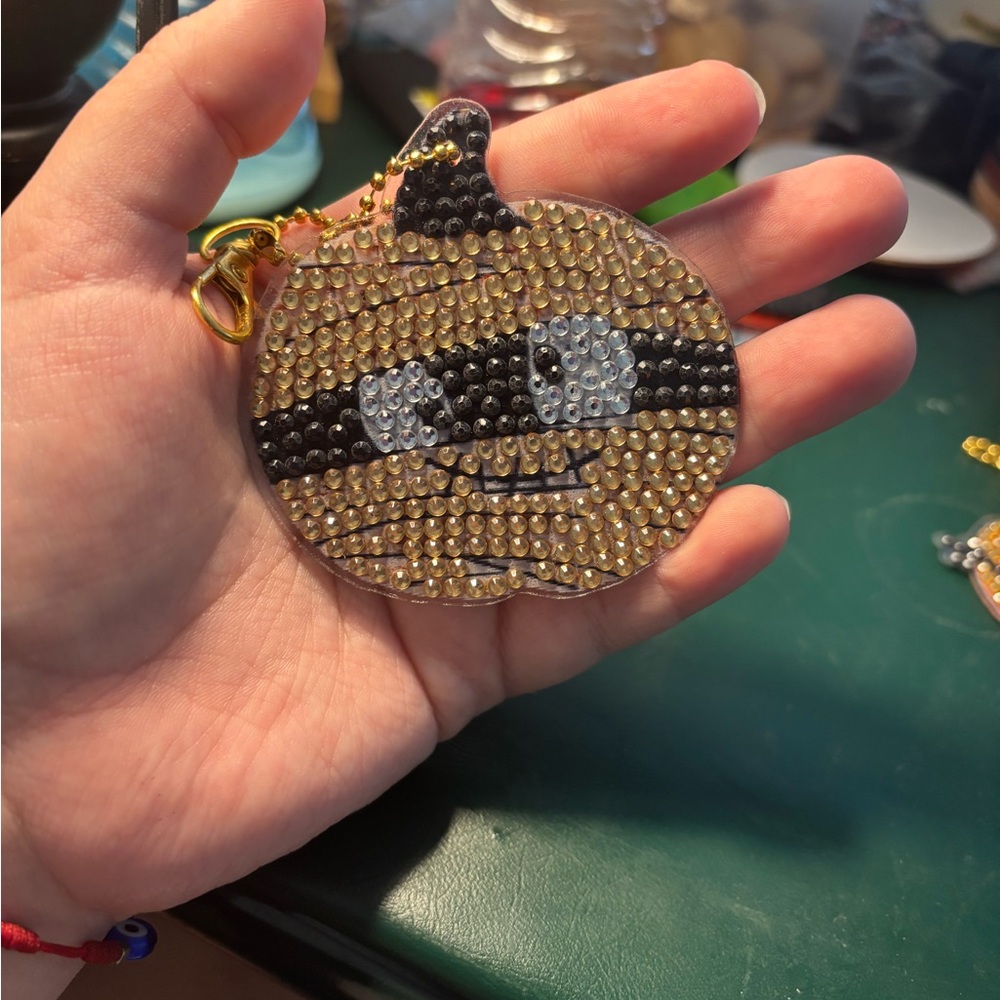 Mummy Rhinestone Pumpkin Keychain